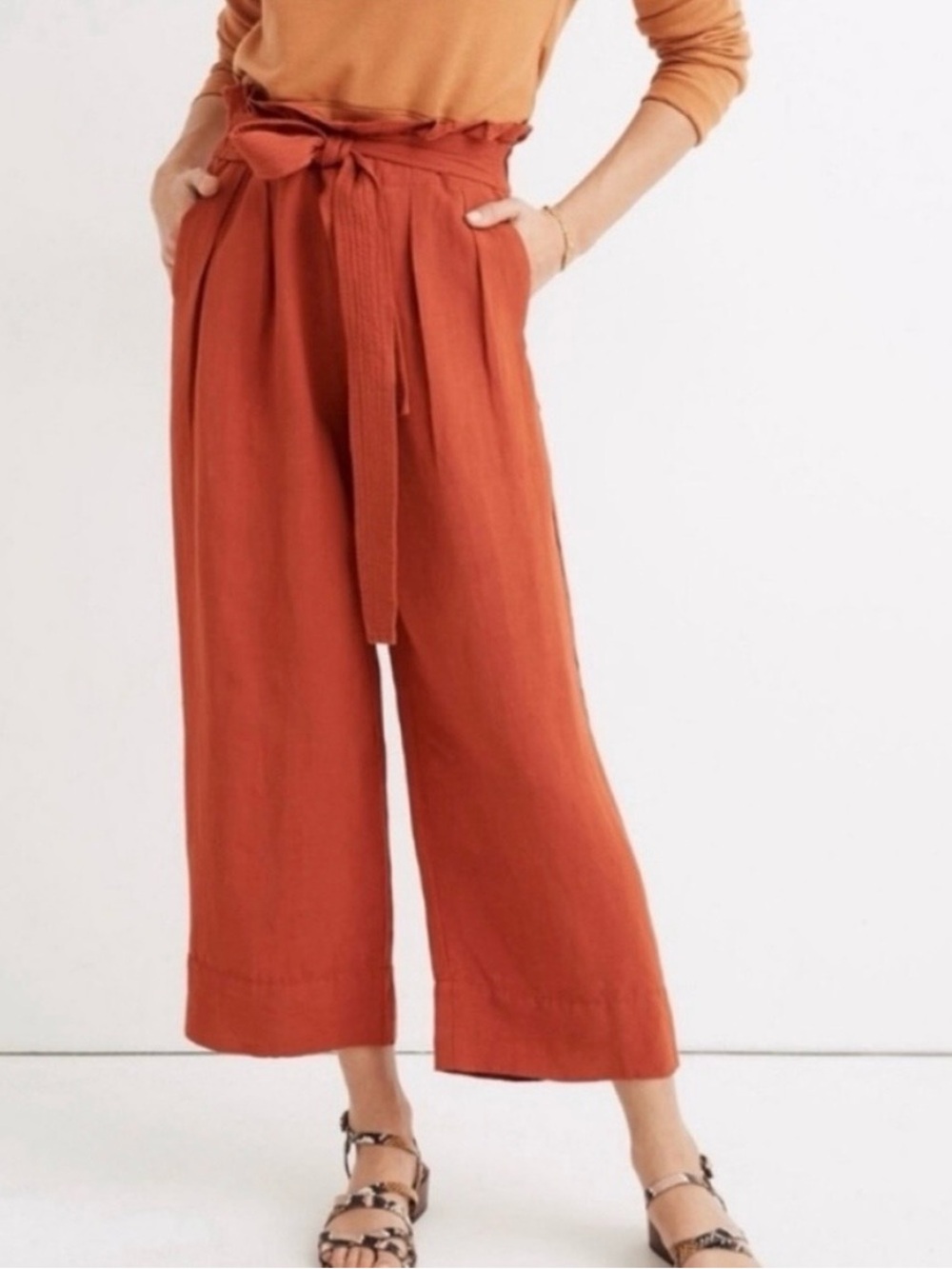 Madewell Paperbag Wide Leg Cropped Pants
